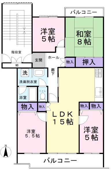 パークタウン五領第6団地 ６号棟 （403号室）の間取り