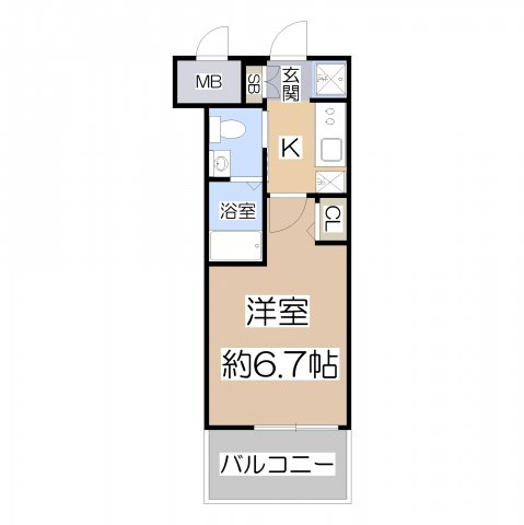 【間取り】 | ラクラス阿倍野元町 | エグゼ阿倍野Ⅱ　１K