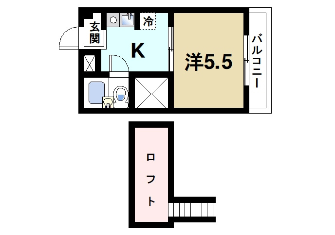 谷垣マンションの間取り|1Kの間取りです