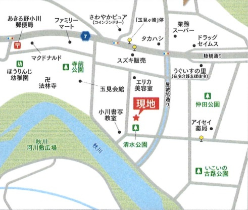 あきる野市小川東　売地の地図