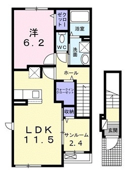 広島市安佐北区三入６丁目のアパートの間取り