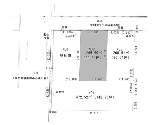 【区画図】 | 米沢市門東町２丁目　分譲地 | №３はモデルハウスです。