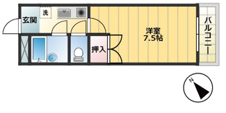 【間取り】 | エメローズ丸之内 | 1K