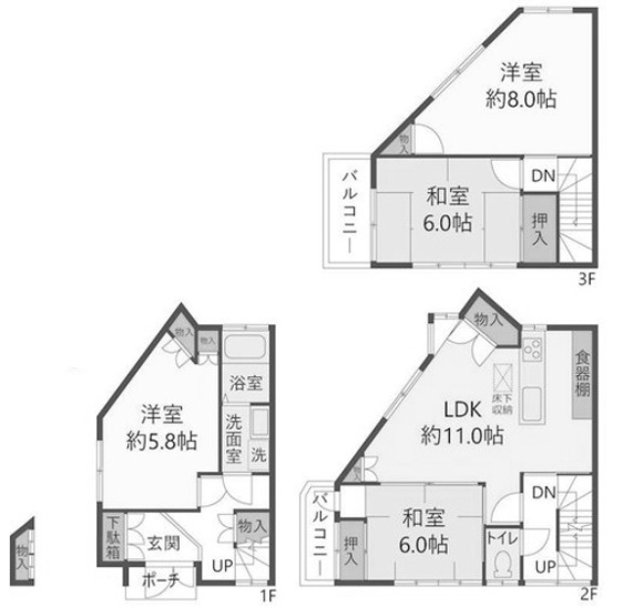 【間取り】 | 桂池尻町　一戸建 | 土地：18.91坪　建物：93.11㎡