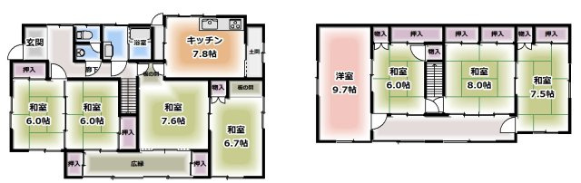 花巻市上小舟渡　中古住宅の間取り