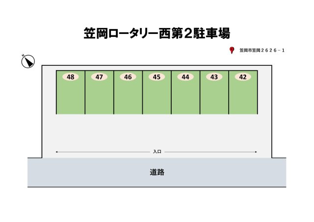 笠岡ロータリー西第２駐車場の区画図