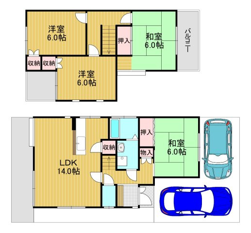 上田町貸家の間取り