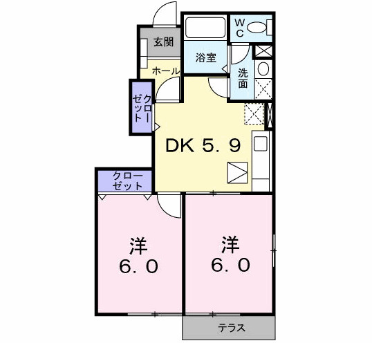 【間取り】 | エヴァーグリーン吉富Ｂ