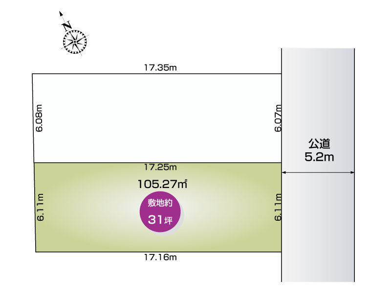 所沢市向陽町は全2区画でB号棟は南側に位置しています。