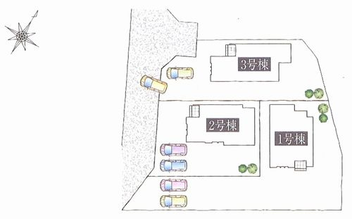 秦野市菩提　全3棟　2号棟の区画図