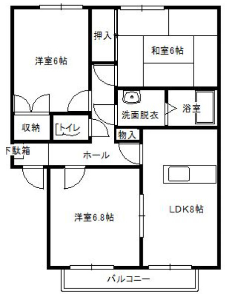 ハミングタウン合川【10,000円キャッシュバック対象物件】の間取り|間取り図です