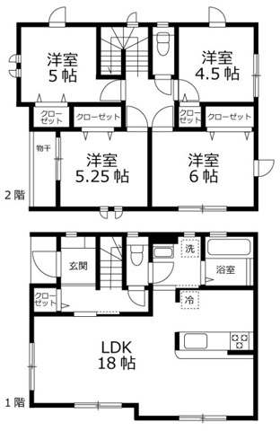 半田市乙川浜側町戸建の間取り