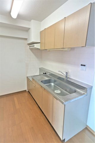 グリーン・ヒルのキッチン|幅広いキッチンですね