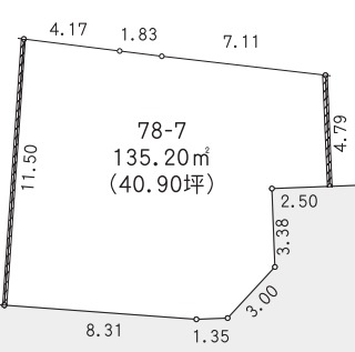 あきる野市三内　開発分譲地　78-7の土地図