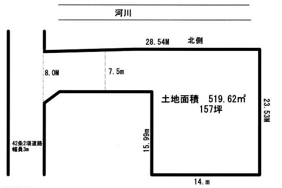 川越市菅間　建築条件なし売地　東武東上線『川越駅』5.6km　【芳野小学区】の土地図