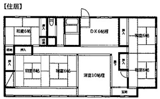 【間取り】 | 桜川市鍬田6DK中古住宅 | 6DK