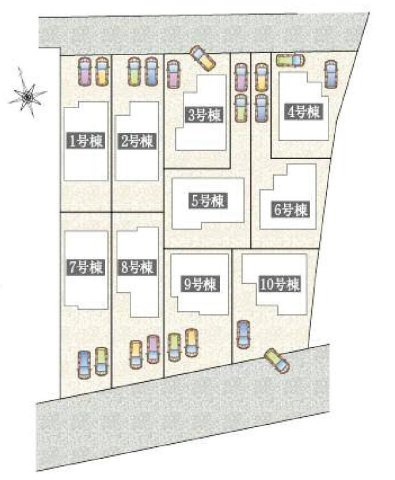 【区画図】 | 日当たり良好な新築分譲住宅！隣地との間隔も広く、風通しも良好です。