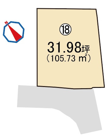 【土地図】 | ライフフィールド岸城町　18号地 | 【ライフフィールド岸城町　18号地】坪単価44.8万円！南西向きの整形地！整った地形なので、敷地全体を活用可能です。