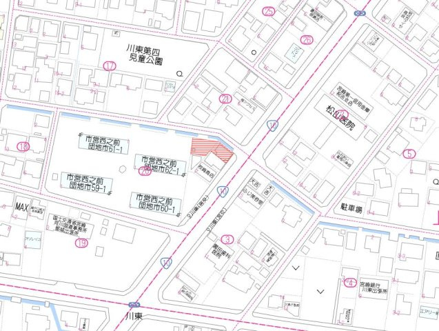 都城市下川東２丁目の売地の土地図