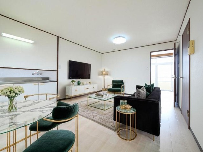 マンション　ヒライの居間・リビング|CGで家具等を配置したもので家具等は含まれません