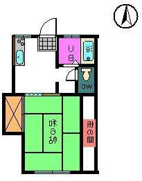 【間取り】 | 吉川アパートⅡ | 洋室風のフロアマットをしいています