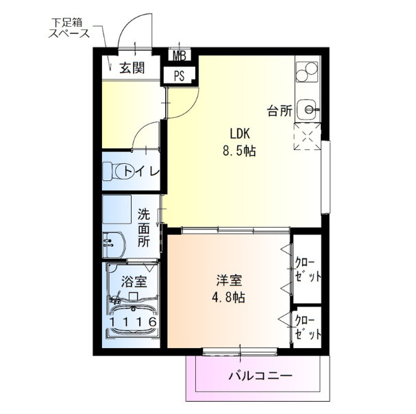 フジパレス堺白鷺WESTの間取り