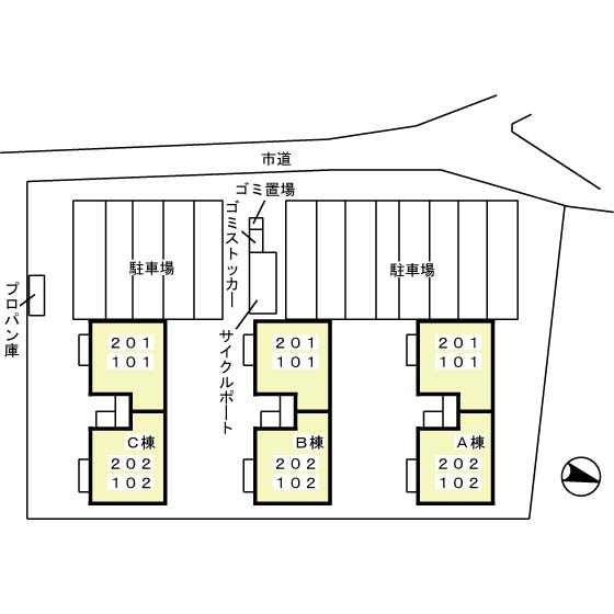 ハイツ・クレール坂東Cの区画図