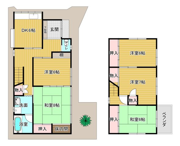 尼崎市大西町　中古戸建の間取り