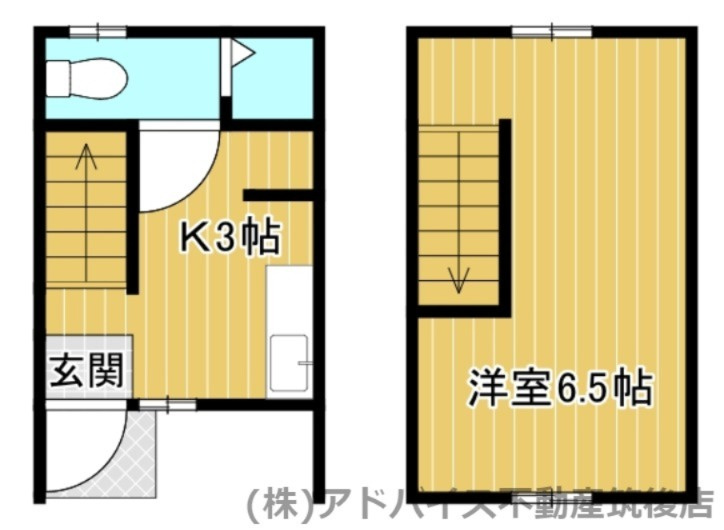 久留米市三潴町西牟田のアパートの間取り