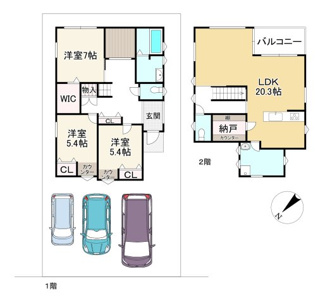 【間取り】 | 野洲市行畑2丁目　中古戸建
