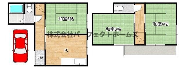 藤阪元町3丁目戸建　賃貸の間取り