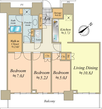 19階部分　南東向き　78.57㎡　3LDK
