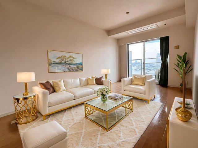 約10.8帖のリビングダイニング　本画像はCGで作成しており、実際に現地に家具は置かれておりません。また、価格に家具は含まれておりません。