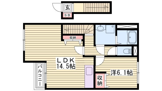 明石市二見町東二見のアパートの間取り