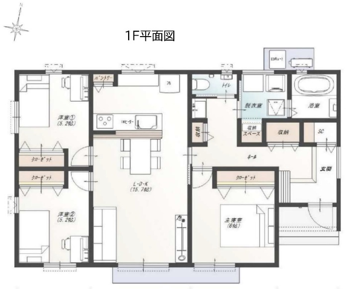 瀬戸西町　建築条件付き売土地　の参考プラン|建物プラン例　建物価格　2130万円、建物面積　80.95㎡