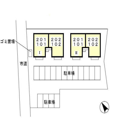 エバーグリーンハイツ Ⅰ･Ⅱの区画図