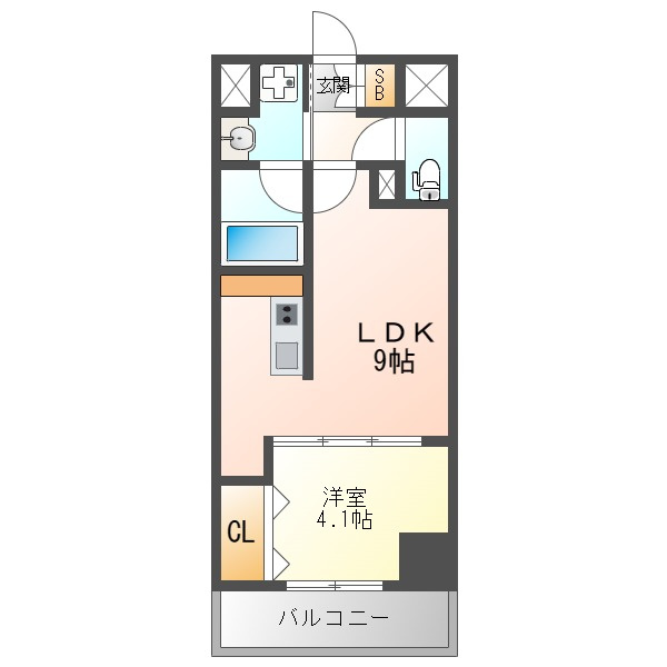 大阪市淀川区新北野１丁目の賃貸マンションの間取り