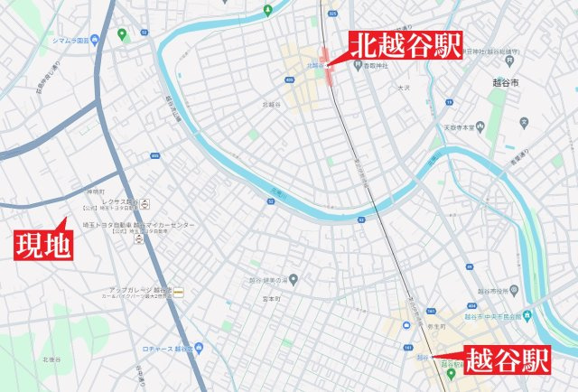 越谷市神明町3丁目売地の地図