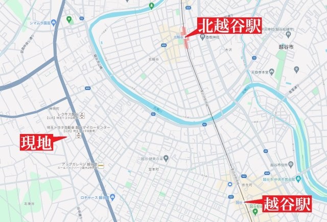 越谷市神明町2丁目売地の地図