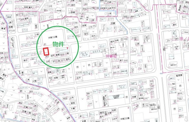 沖新町公園前の中古戸建の地図