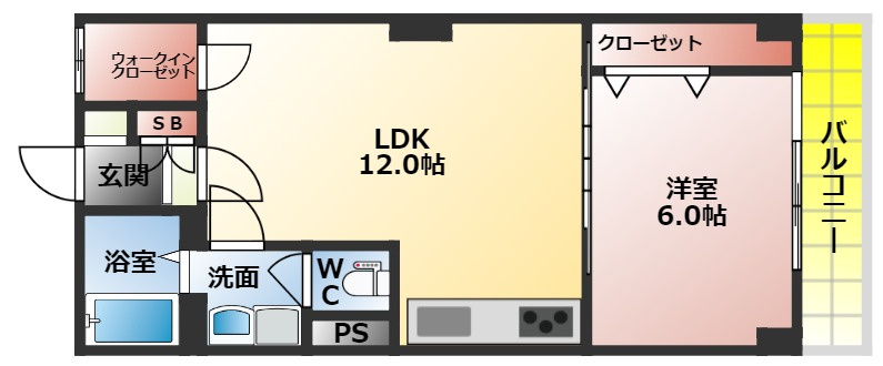 香里カーサヒルの間取り|１ＬＤＫの間取り