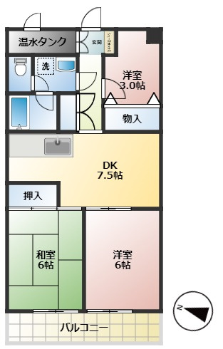 第3イトウハイツの間取り|3DKのお部屋