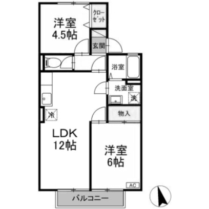 カルミア・アネックスの間取り|3DKの広々とした間取りです