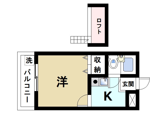 プレアール東生駒の間取り|ロフト付きの物件です