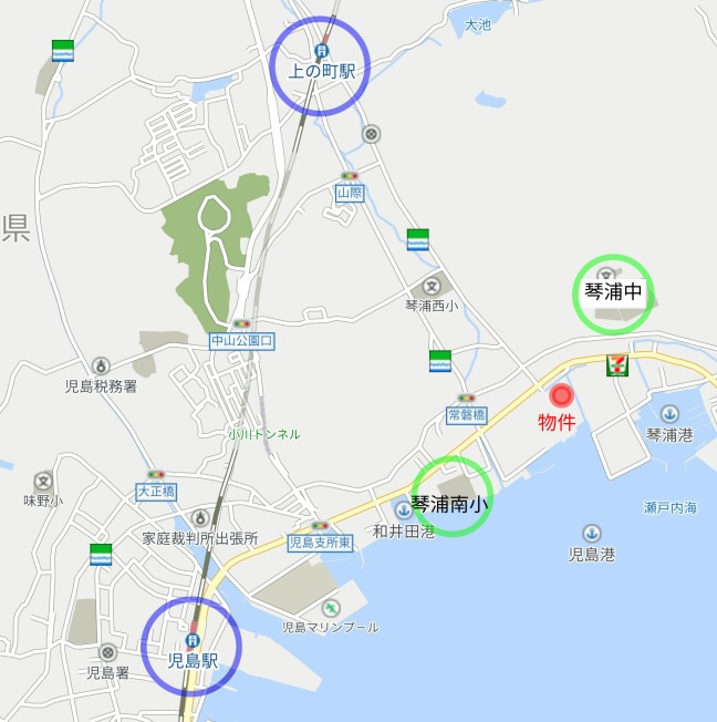 児島下の町10丁目　2区画（1号地）の地図