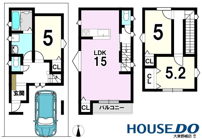 売土地　大東市緑ヶ丘2丁目（建築条件無し上物有）の参考プラン