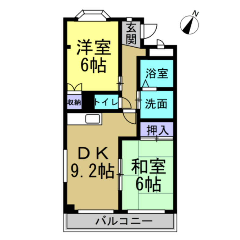 シャルム新知の間取り|反転間取りです。