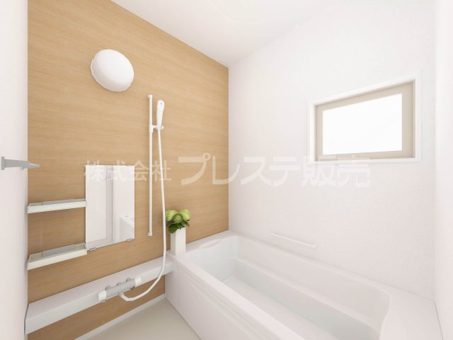 奈良市北登美ヶ丘６丁目の新築一戸建 全９区画の浴室|８号地浴室完成イメージ／浴室暖房乾燥機を標準装備！