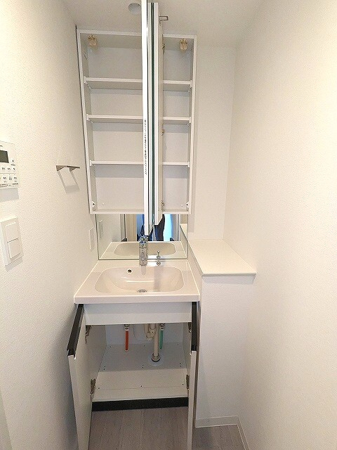 Urbanex新御徒町の設備|2面鏡付、ハンドシャワー付、トイレと独立した洗面室です