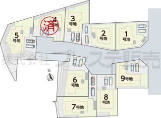 【区画図】 | 奈良市北登美ヶ丘６丁目の新築一戸建 全９区画 | 全体区画図